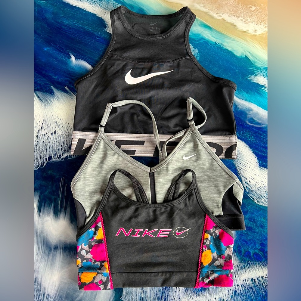 Bundle of THREE NIKE Women’s Sports Bra Various Styles Size Small